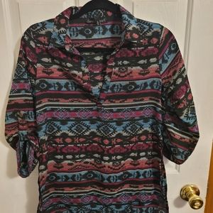 Blue and Pink Southwest Flowy Top